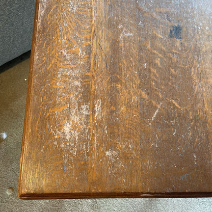 Carved 4 Leg Oak Side Table