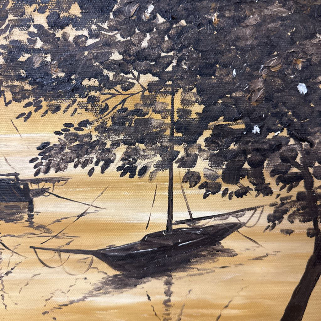 Original Painting of Dock on Canvas ART