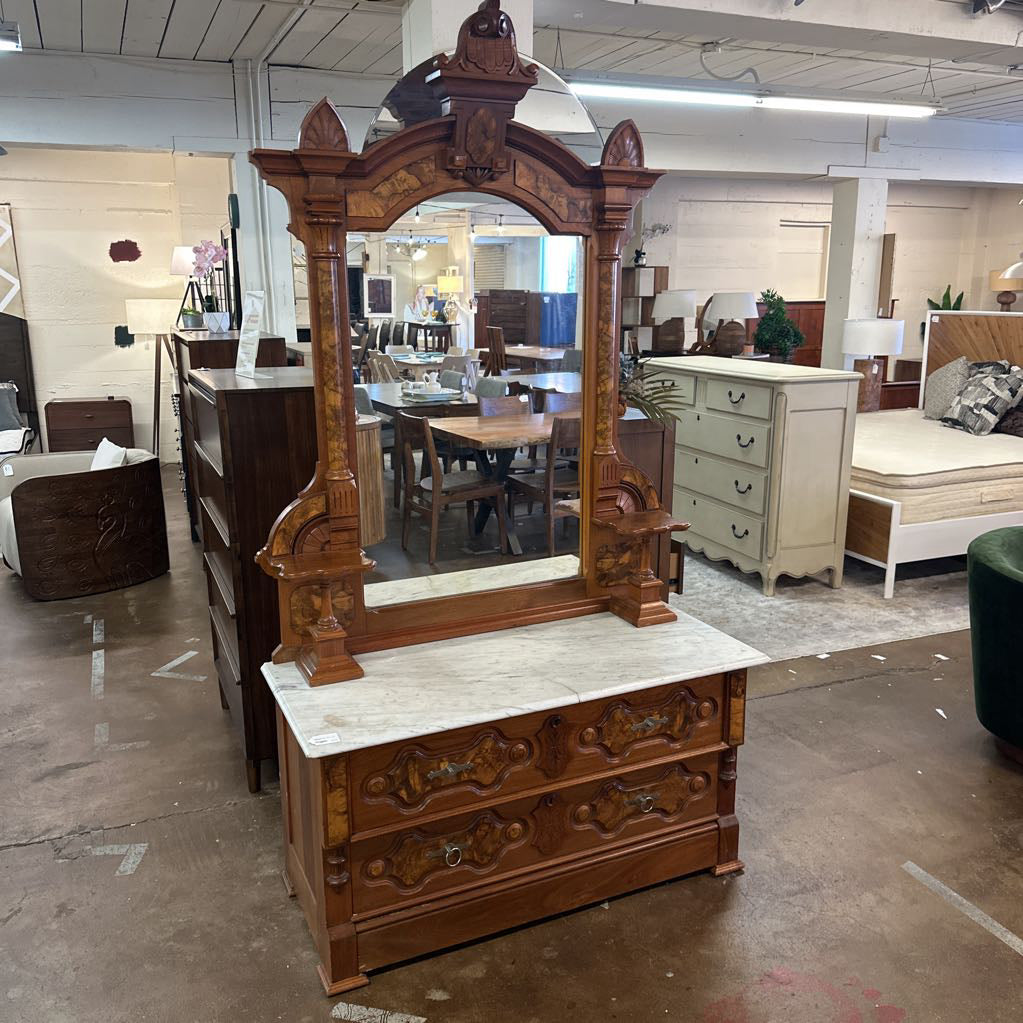 Antique Dressing Chest w/ Tall Mirror C LOWBOYS