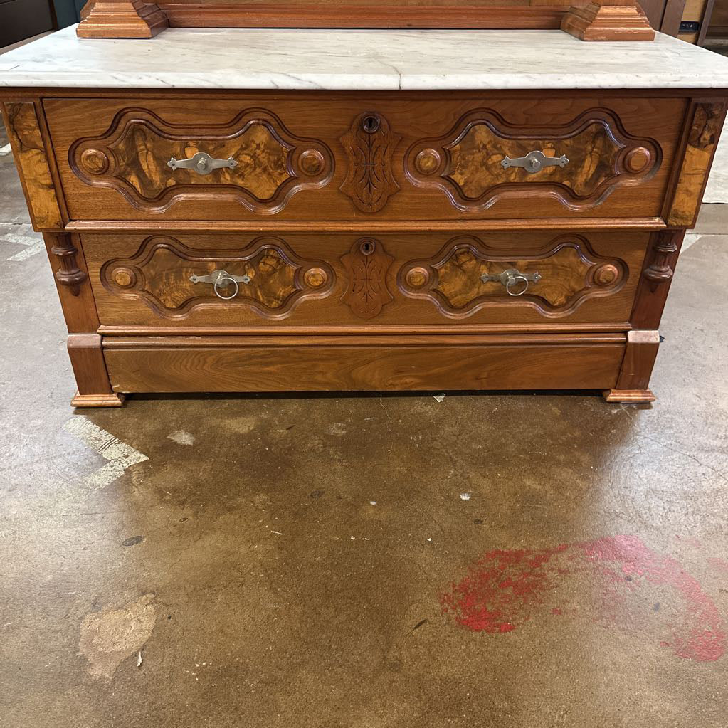 Antique Dressing Chest w/ Tall Mirror
