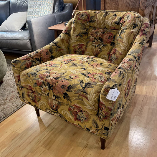 Precious Pink & Yellow Floral Accent Chair