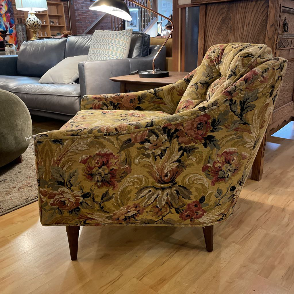Precious Pink & Yellow Floral Accent Chair
