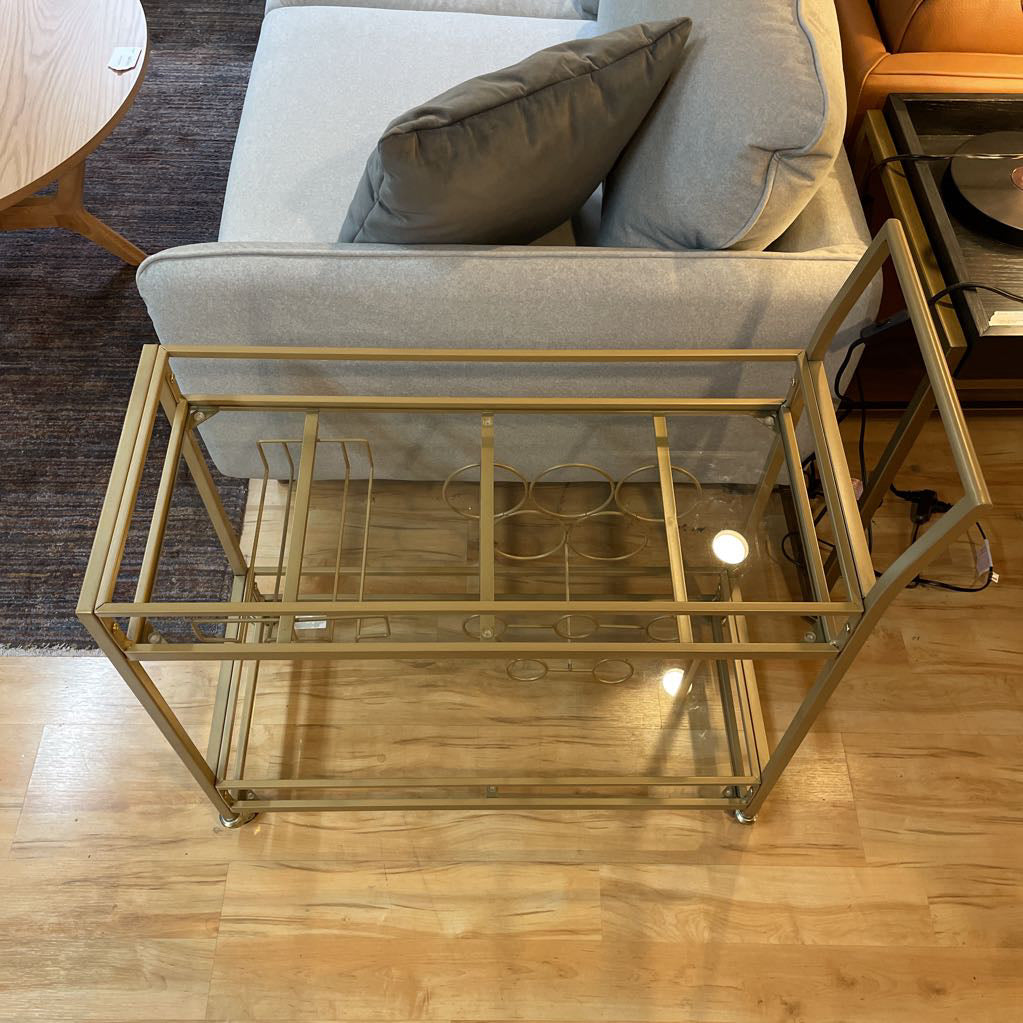 Gold Finish & Glass Bar Cart