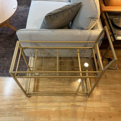 Gold Finish & Glass Bar Cart