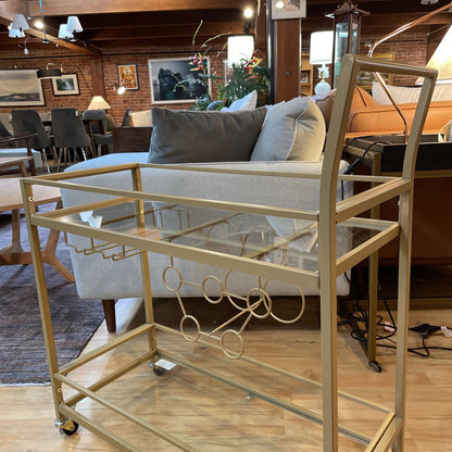 Gold Finish & Glass Bar Cart