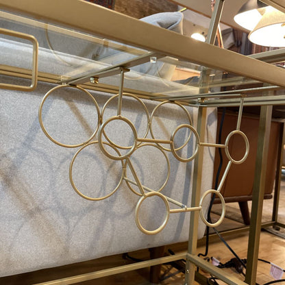 Gold Finish & Glass Bar Cart