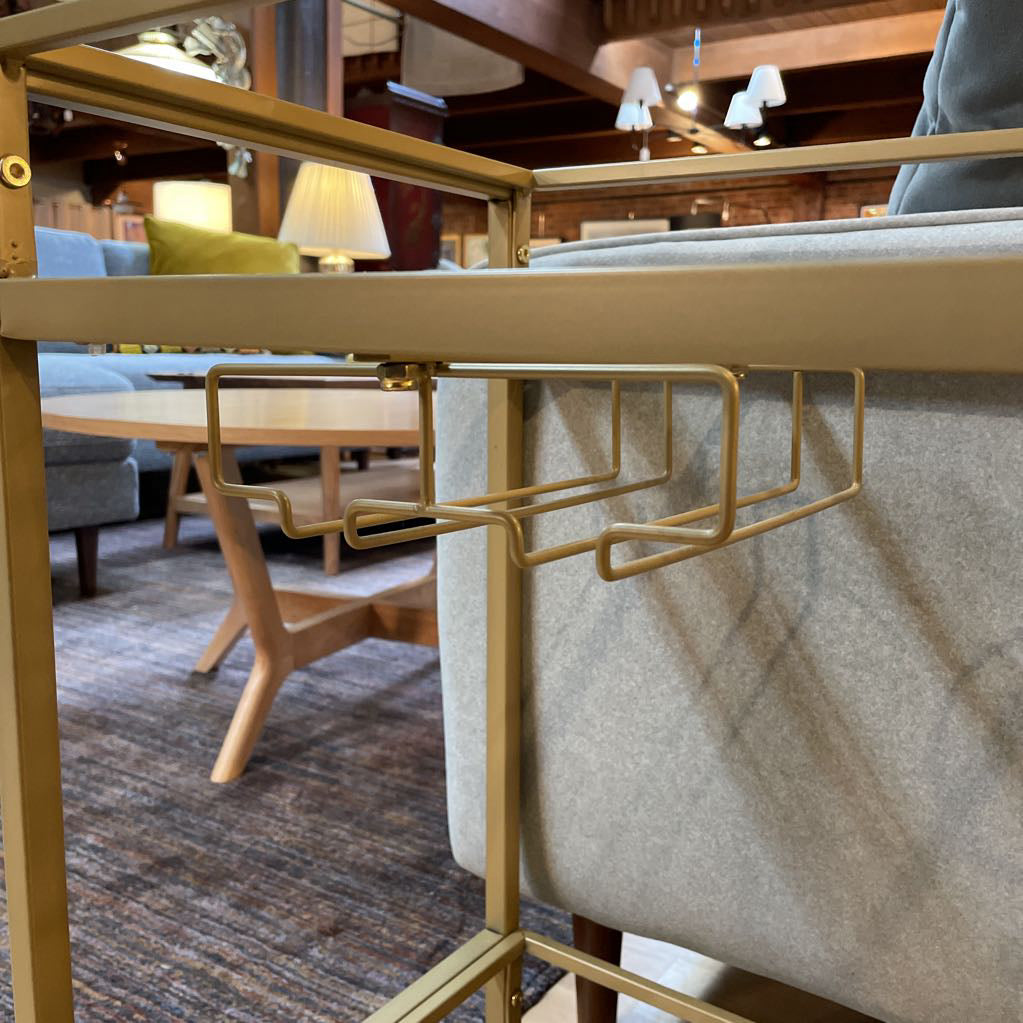 Gold Finish & Glass Bar Cart