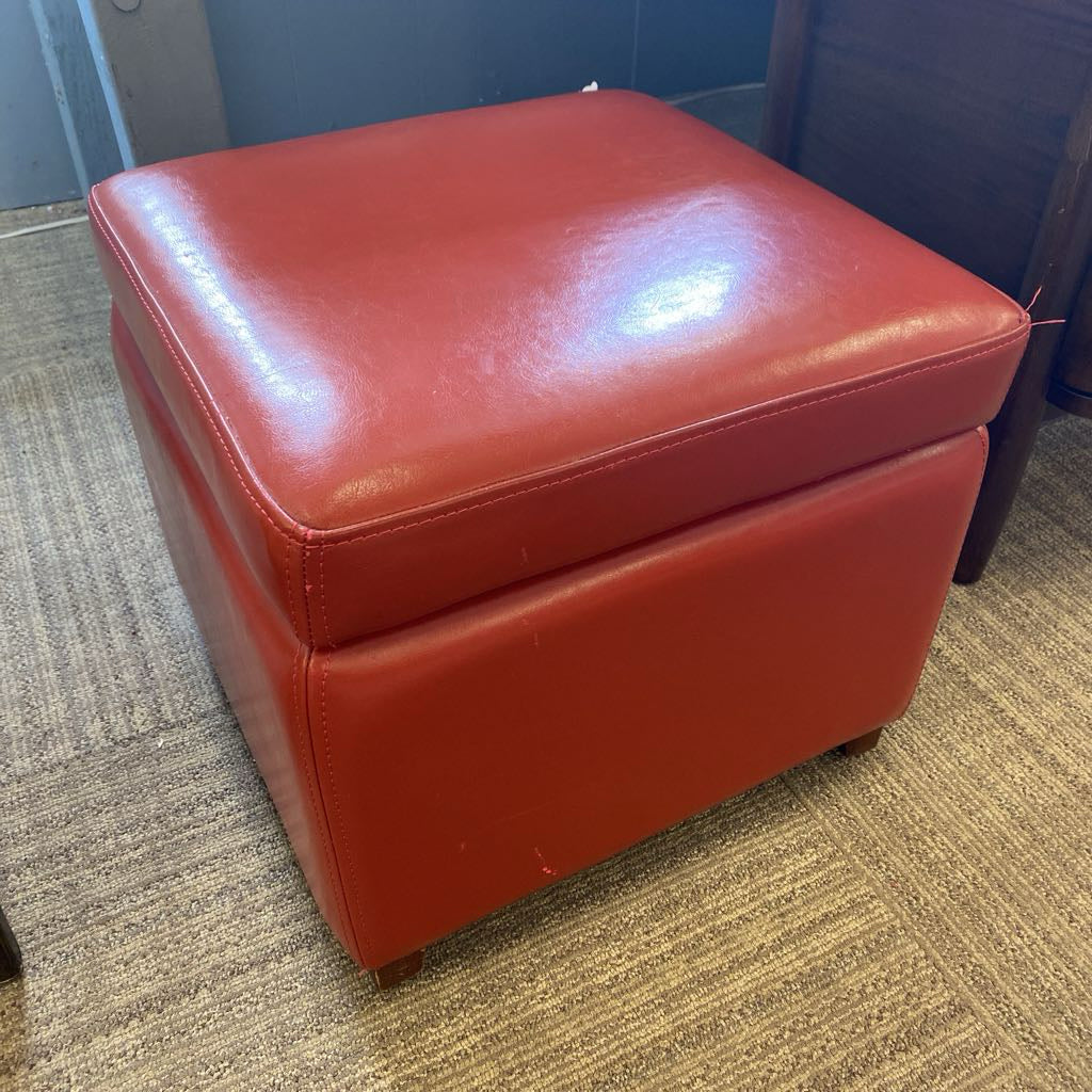 Rust Leatherette Storage Cube Ottoman