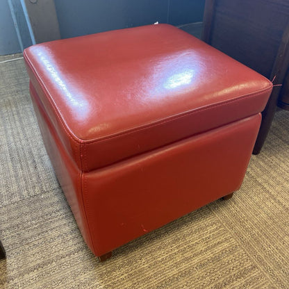 Rust Leatherette Storage Cube Ottoman
