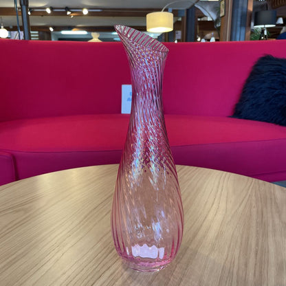 Pink Glass Swirl Pitcher Vase