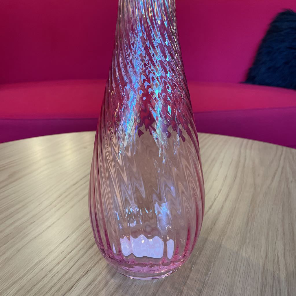 Pink Glass Swirl Pitcher Vase