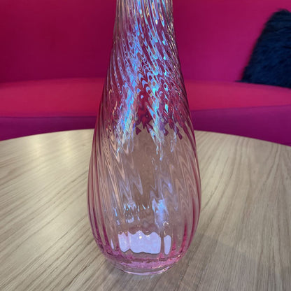 Pink Glass Swirl Pitcher Vase