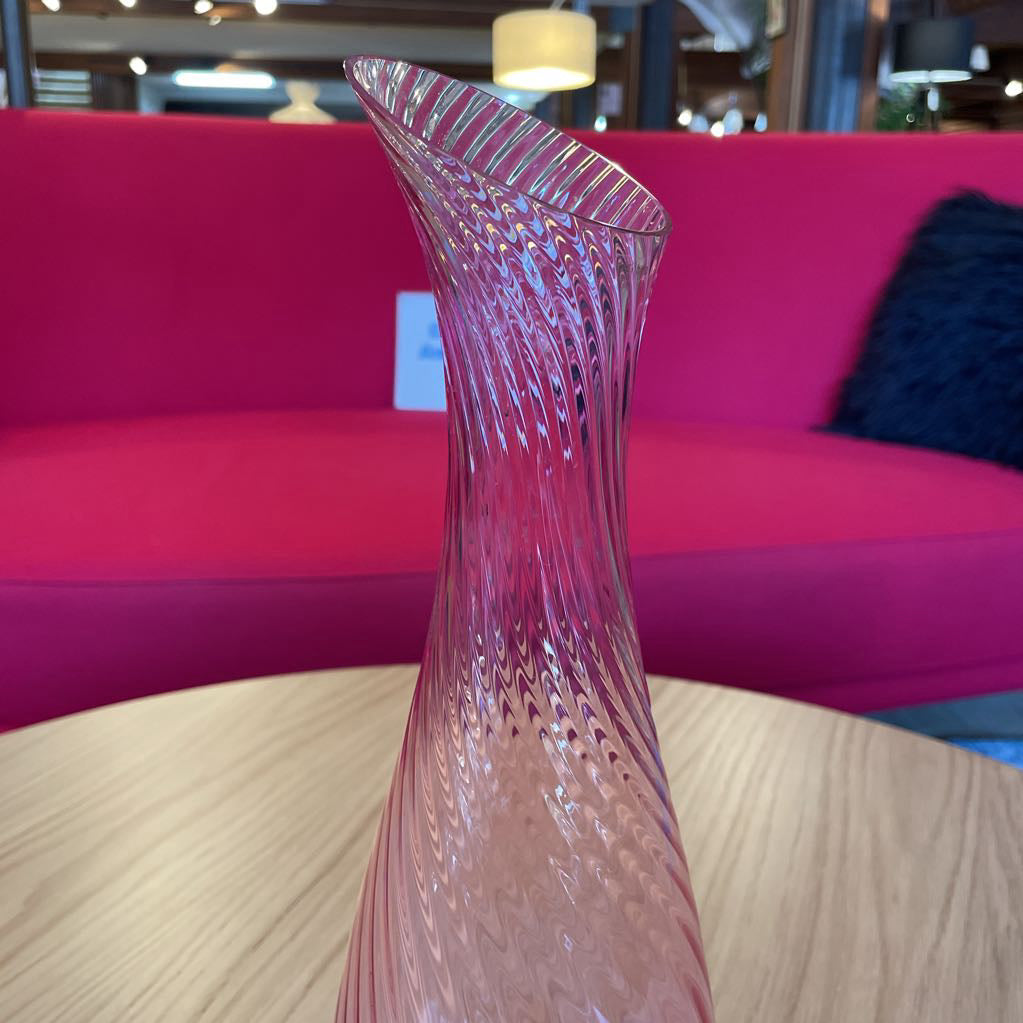 Pink Glass Swirl Pitcher Vase