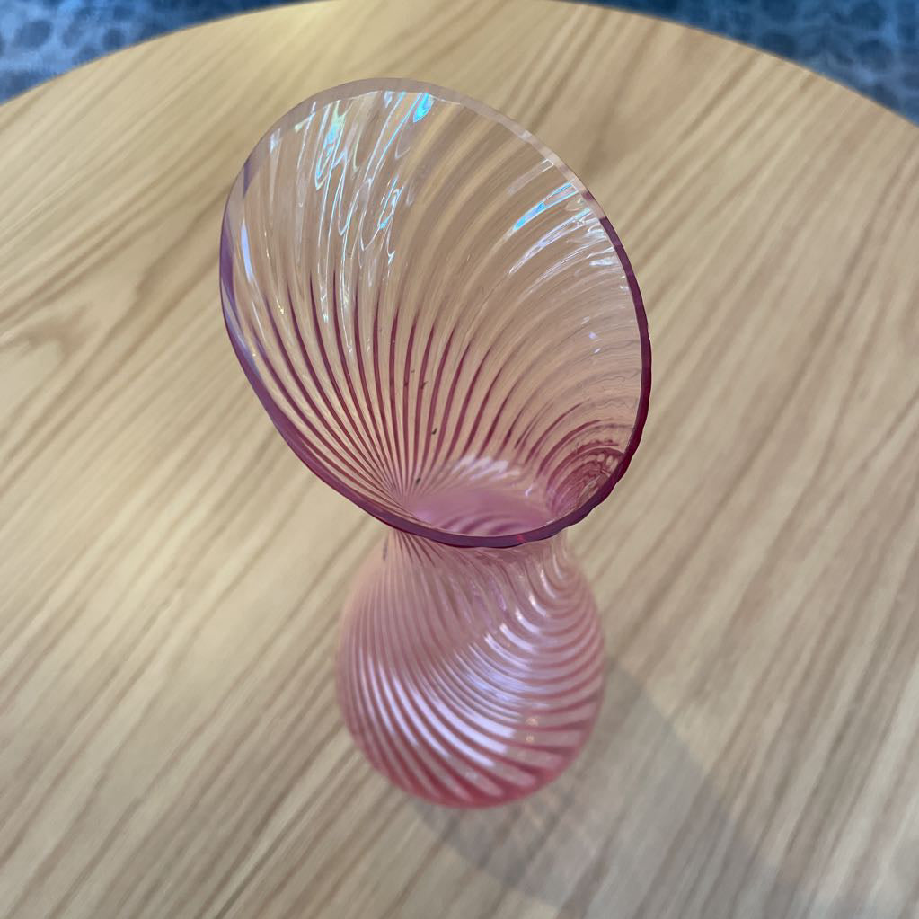 Pink Glass Swirl Pitcher Vase