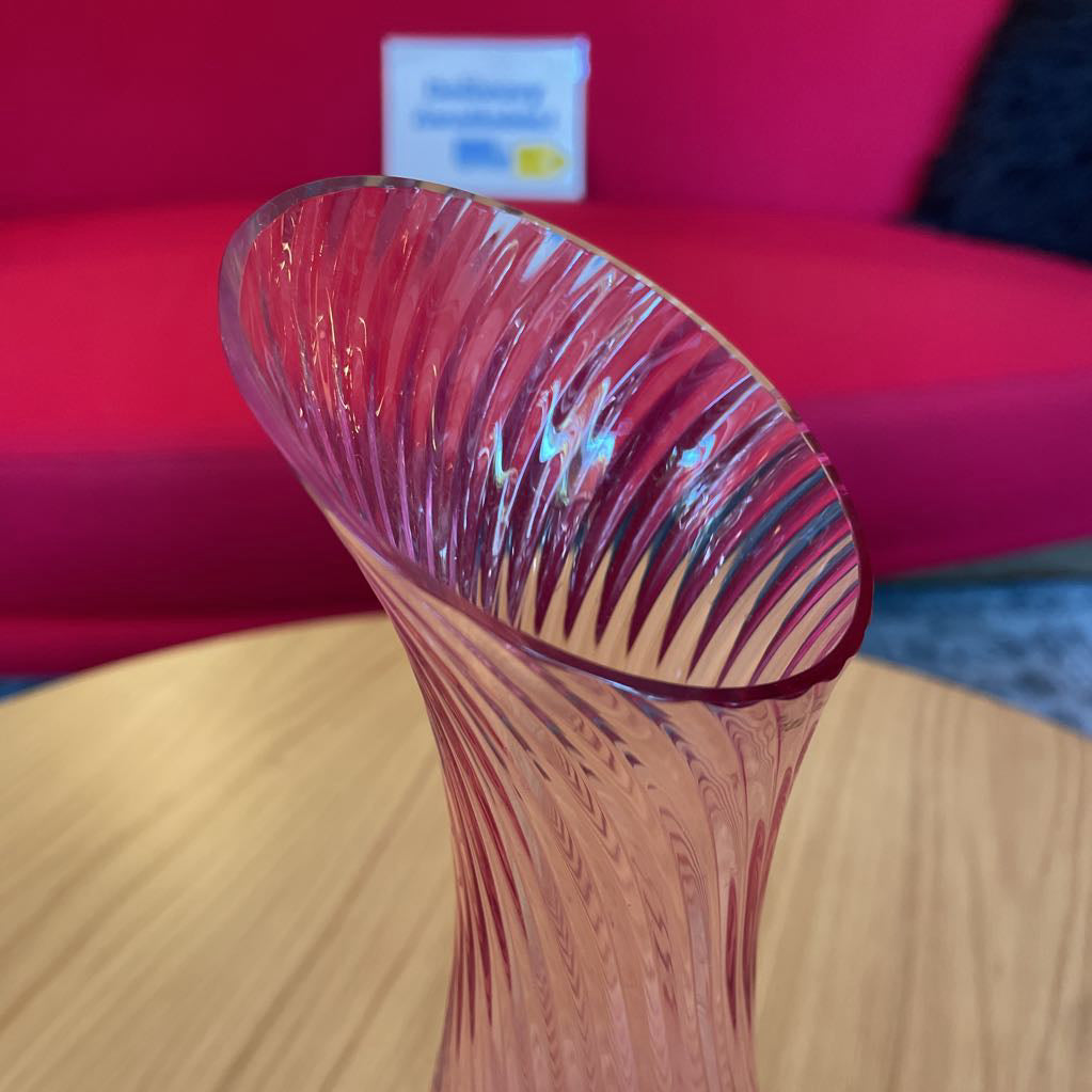 Pink Glass Swirl Pitcher Vase