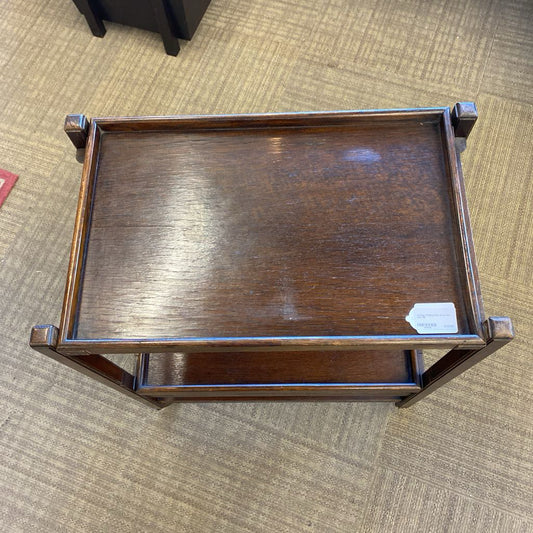 Vintage Folding Dark Wood Bar Cart