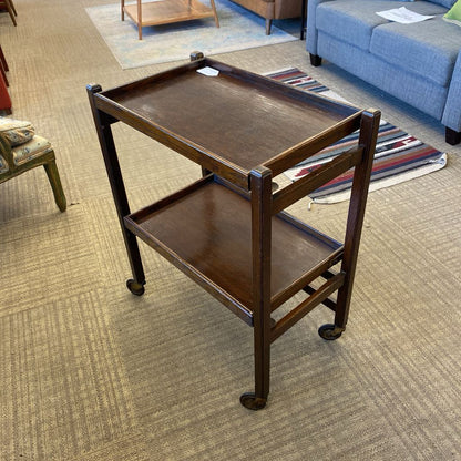 Vintage Folding Dark Wood Bar Cart