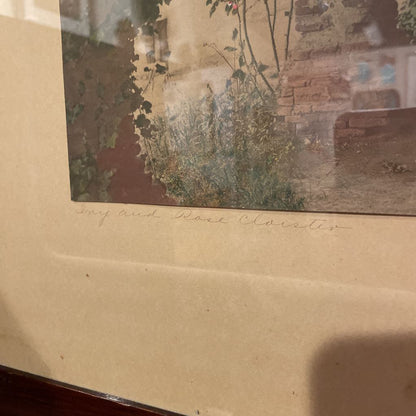 Wallace Nutting : "Ivy & Rose Cluster" (Hand tinted print)