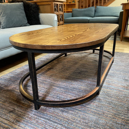 Oval Wood & Metal Industrial Coffee Table