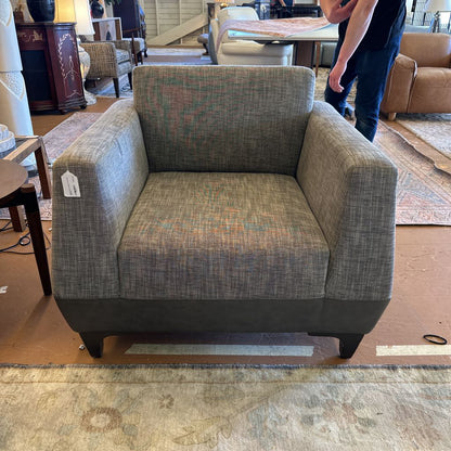 Modern Grey Leather And Fabric Chair