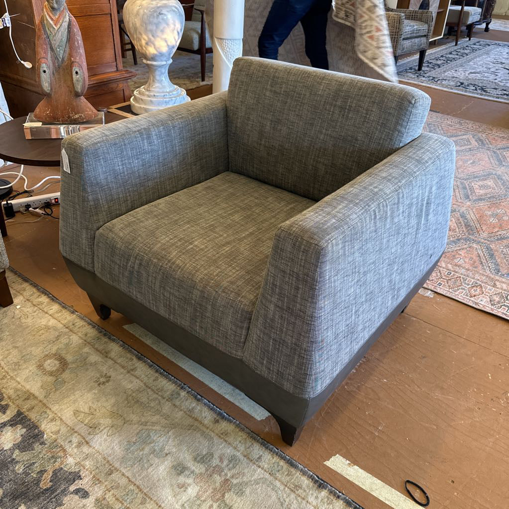 Modern Grey Leather And Fabric Chair