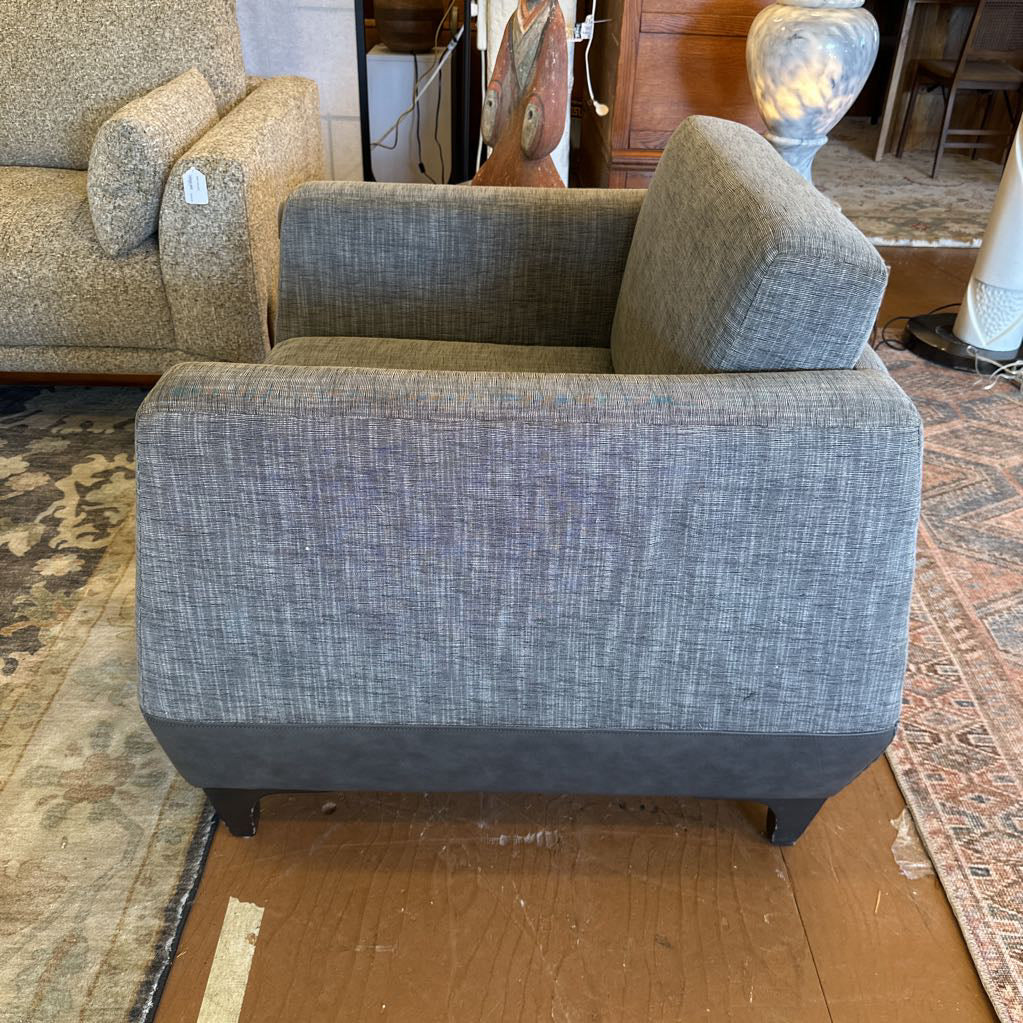 Modern Grey Leather And Fabric Chair U ACCENT CHAIRS
