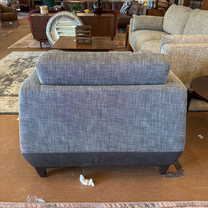 Modern Grey Leather And Fabric Chair