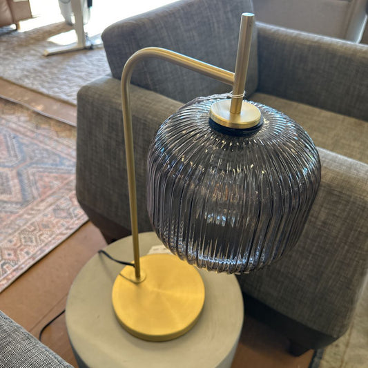 Brass And Smoked Glass Lamp