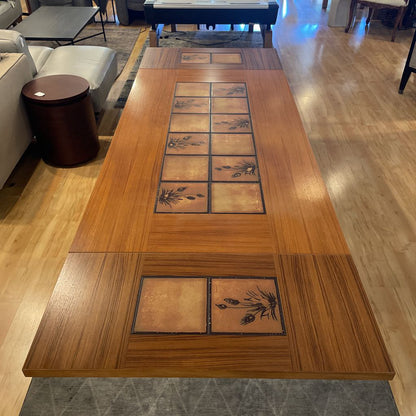 Danish Expanding Dining Table w Tile Wheat Top