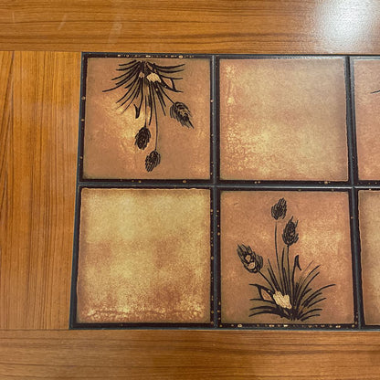 Danish Expanding Dining Table w Tile Wheat Top