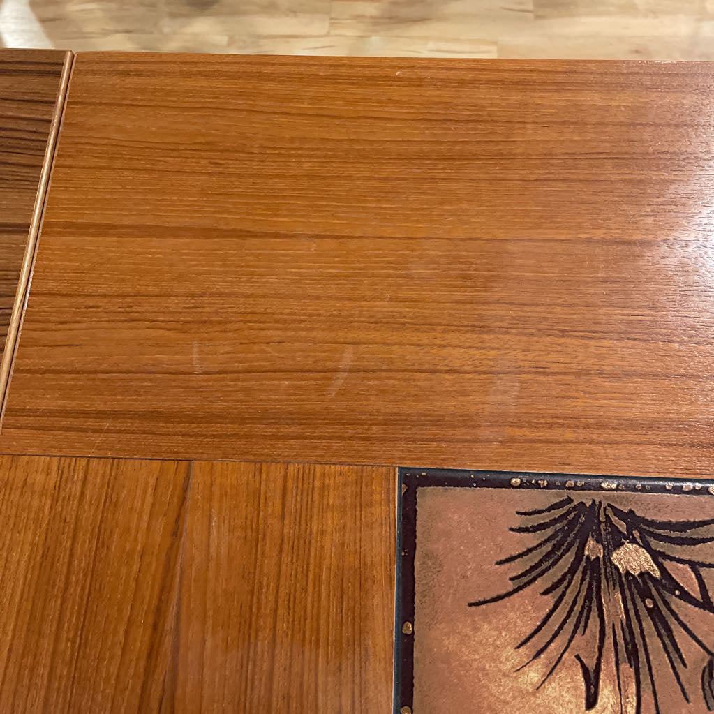 Danish Expanding Dining Table w Tile Wheat Top