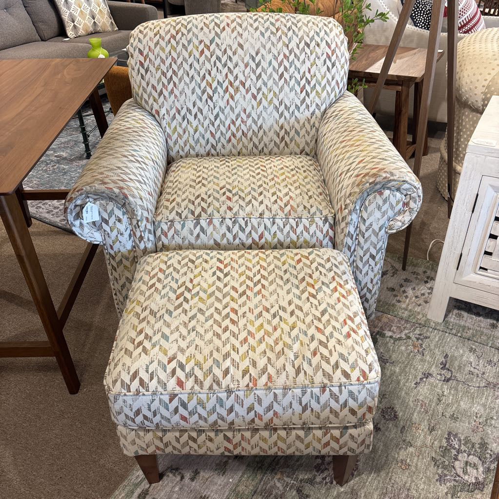Multi-Color Chevron Lounge Chair + Ottoman U ACCENT CHAIRS