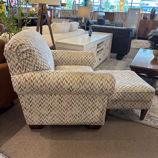 Multi-Color Chevron Lounge Chair + Ottoman