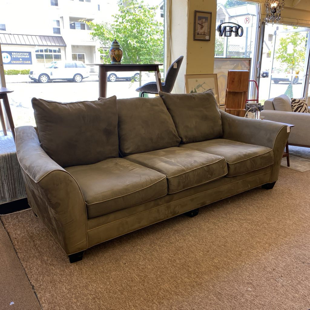 Pine Green Big Puffy Pillows Sofa (AS IS)