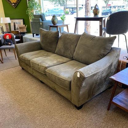 Pine Green Big Puffy Pillows Sofa (AS IS)