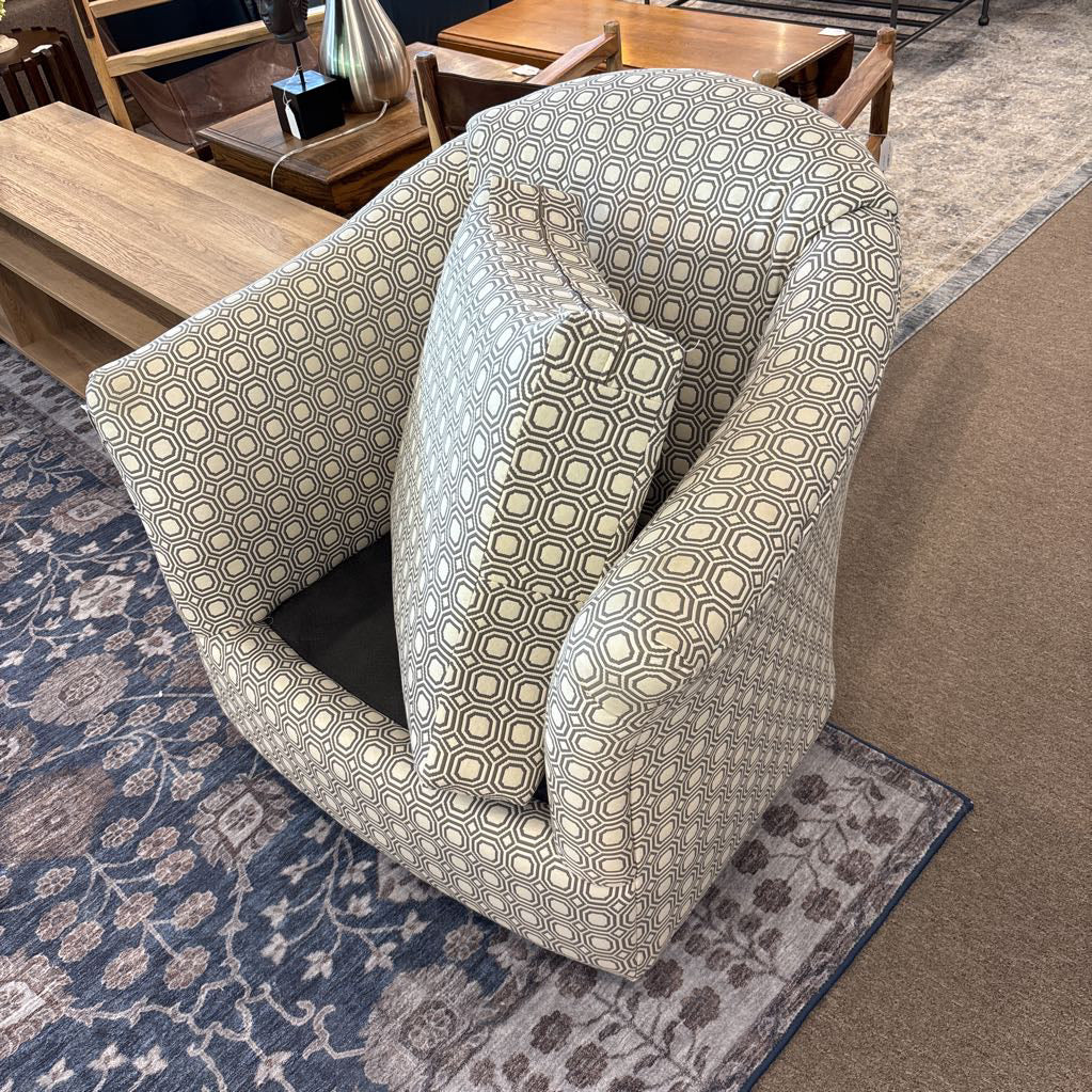 Swivel Glider Cream & Grey Pattern Chair
