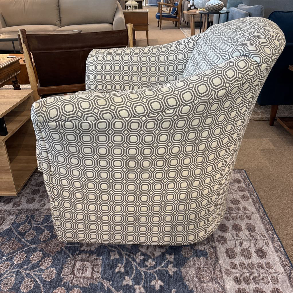 Swivel Glider Cream & Grey Pattern Chair