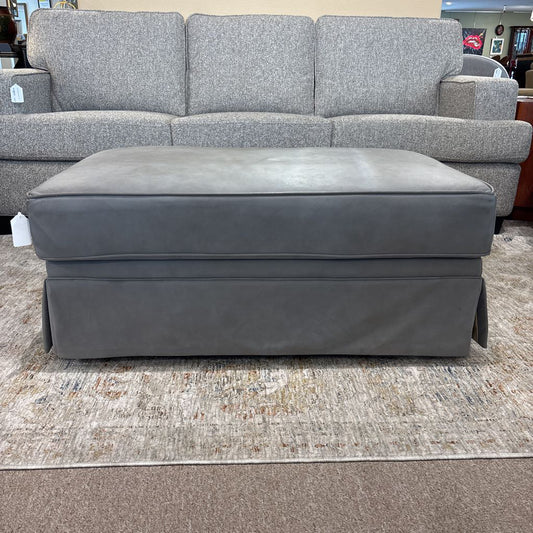 Grey Leather Ottoman