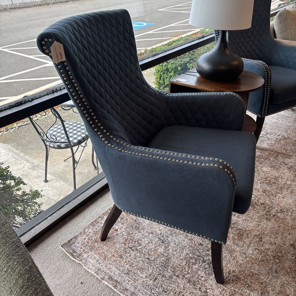 Blue Upholstered Silver Nailhead Accent Chair U ACCENT CHAIRS