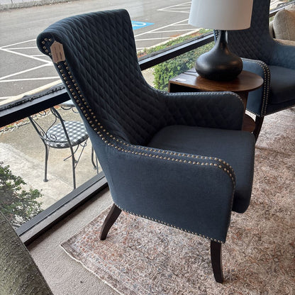 Blue Upholstered Silver Nailhead Accent Chair U ACCENT CHAIRS