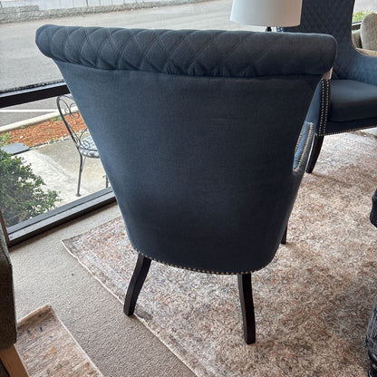 Blue Upholstered Silver Nailhead Accent Chair