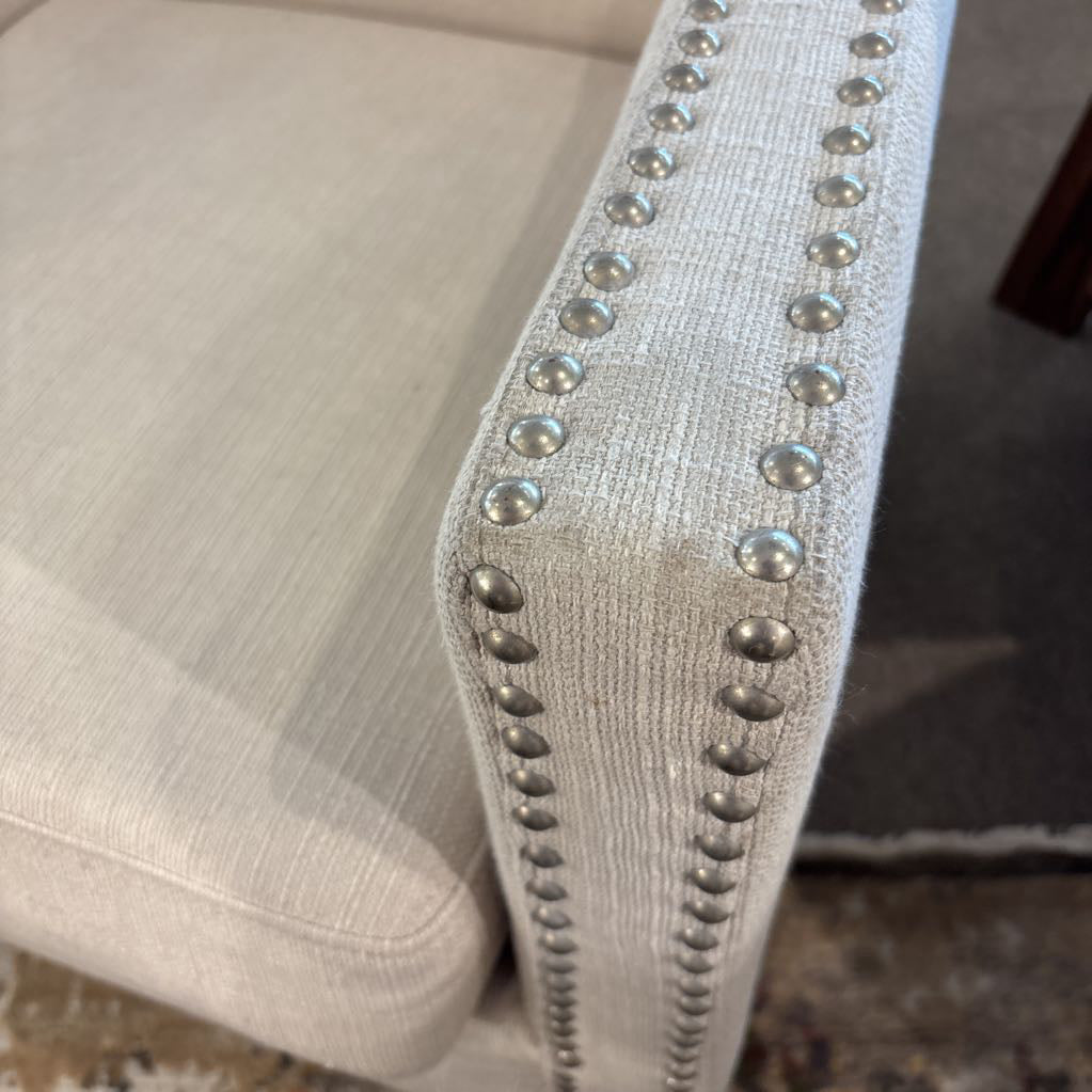 White Upholstered Silver Nailhead Accent Chair U ACCENT CHAIRS