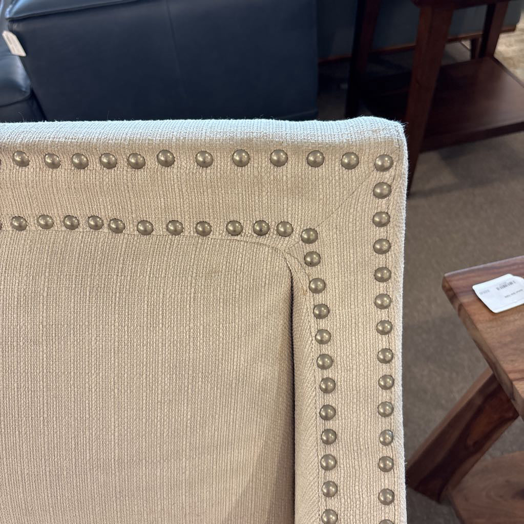 White Upholstered Silver Nailhead Accent Chair U ACCENT CHAIRS