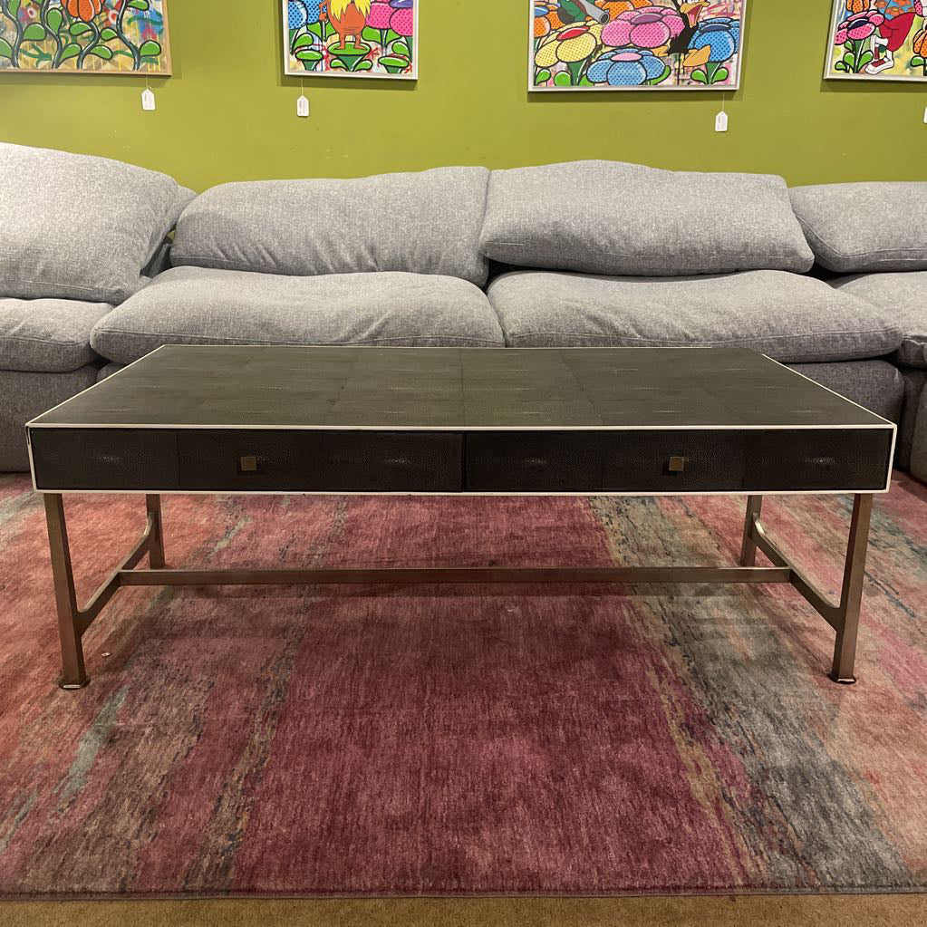 Faux Shagreen 2 Drawer Coffee Table AS IS C COFFEE TABLES