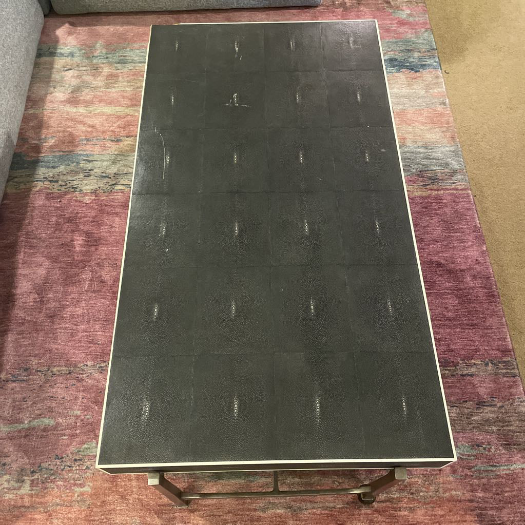 Faux Shagreen 2 Drawer Coffee Table AS IS C COFFEE TABLES