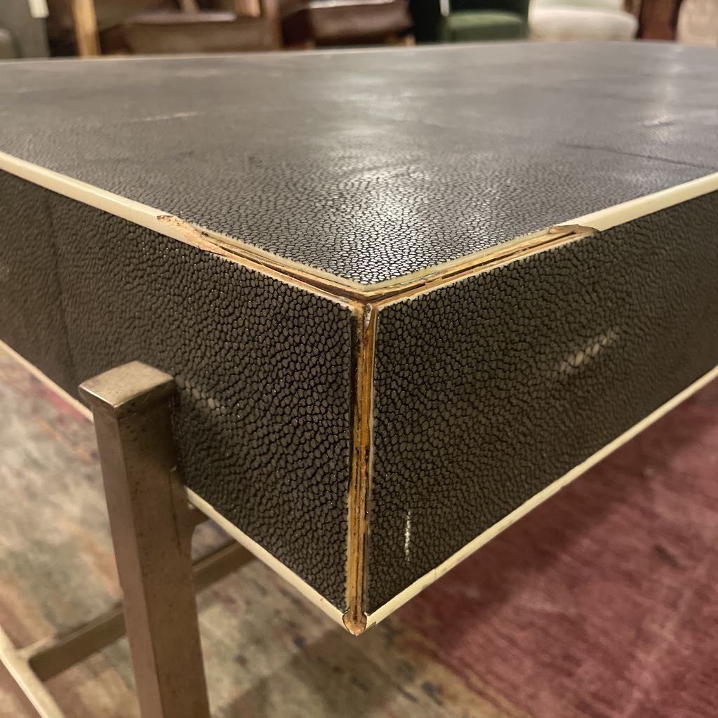 Faux Shagreen 2 Drawer Coffee Table AS IS C COFFEE TABLES