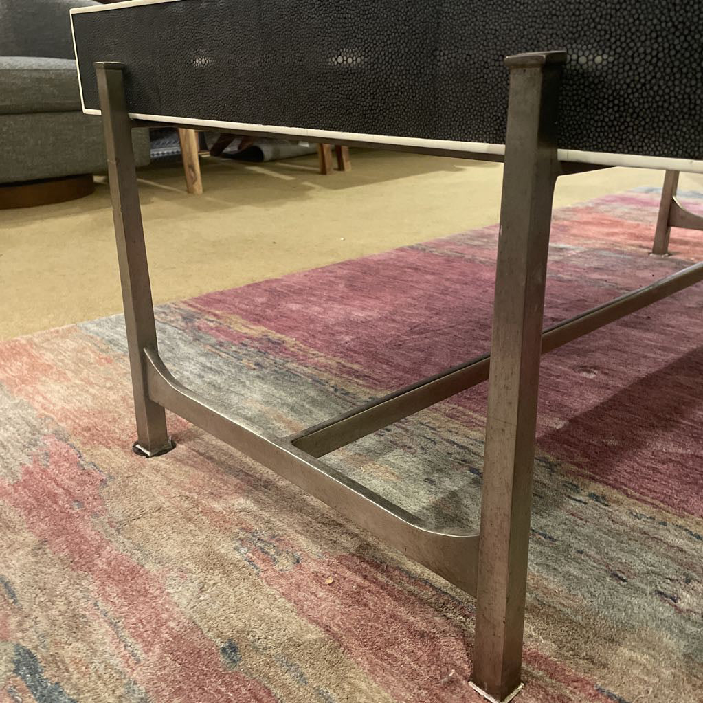 Faux Shagreen 2 Drawer Coffee Table AS IS C COFFEE TABLES