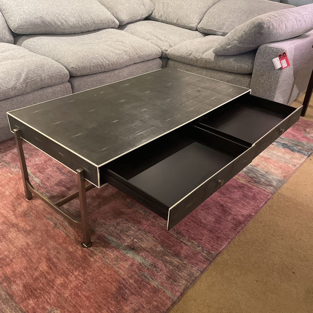 Faux Shagreen 2 Drawer Coffee Table AS IS C COFFEE TABLES
