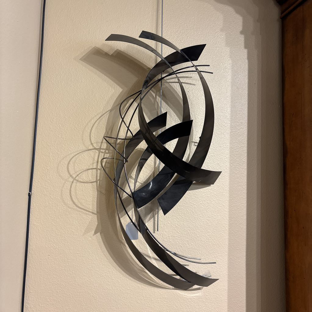 Dark Metal Free-Form Waves & Spirals Sculpture AS IS
