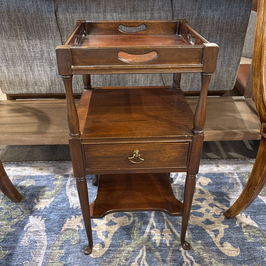 Dark Brown Regency 3 Tier Side Table w/ Drawer C SIDE TABLES